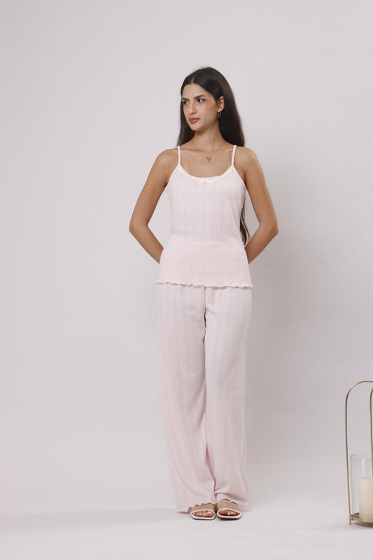 Blush pink pants pj set