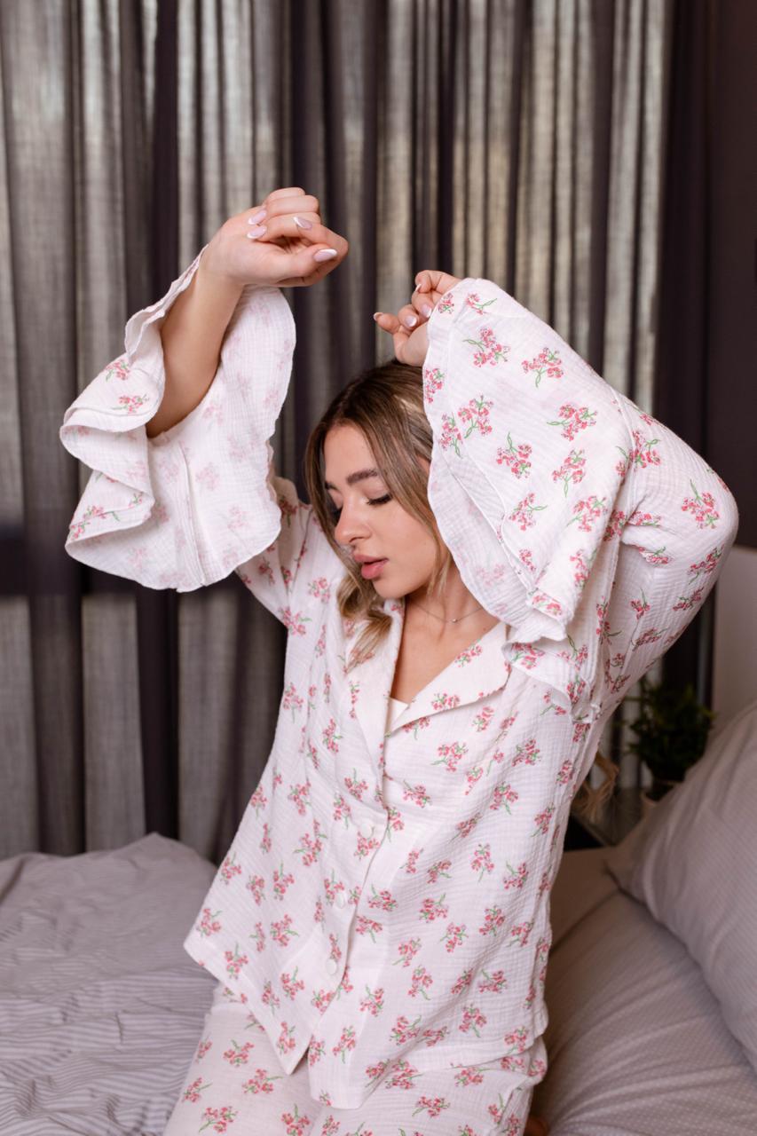 Floral ruffled pj set