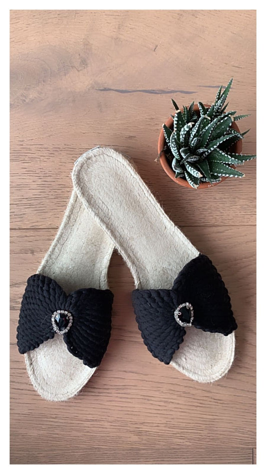 Black with crystal sandals