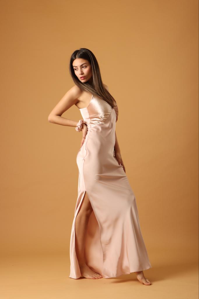 Dust pink silk dress