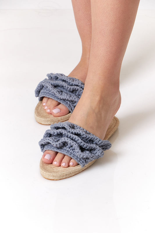 Grey ruffle sandals