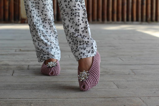 Blush pink crystal slippers