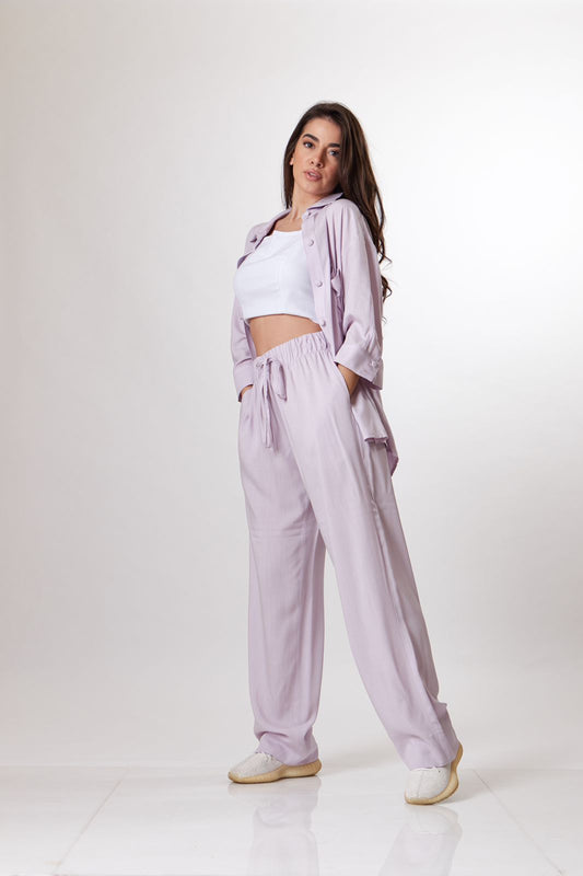 Bright lilac linen set