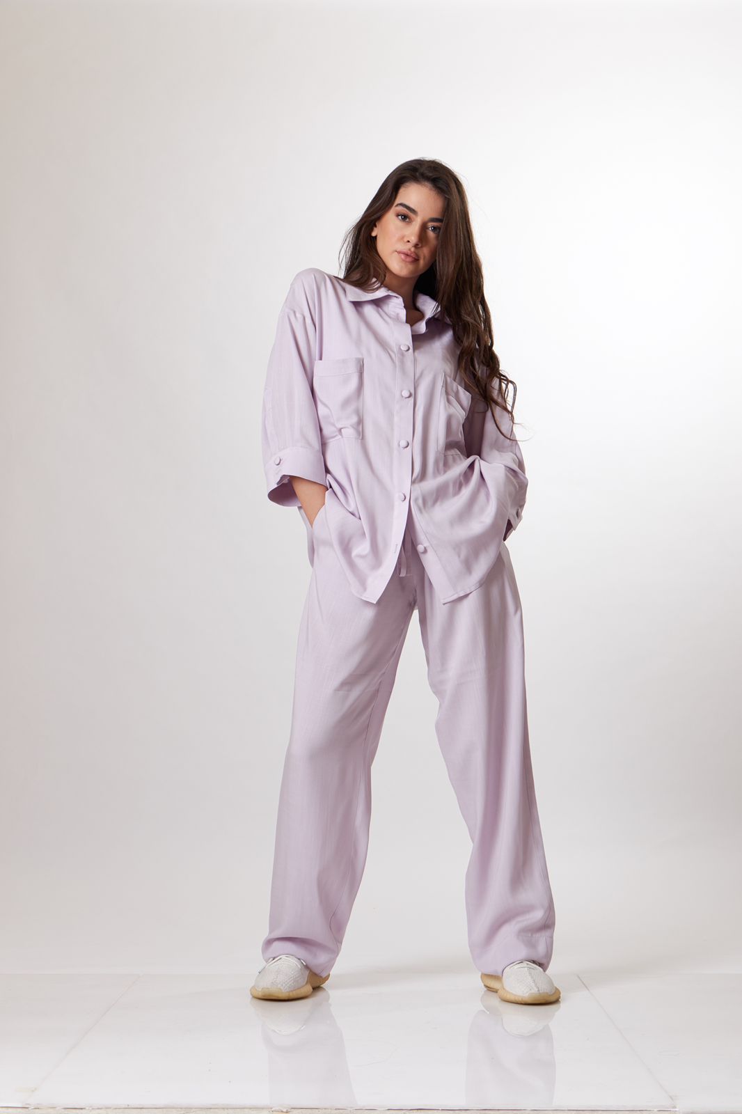 Bright lilac linen set