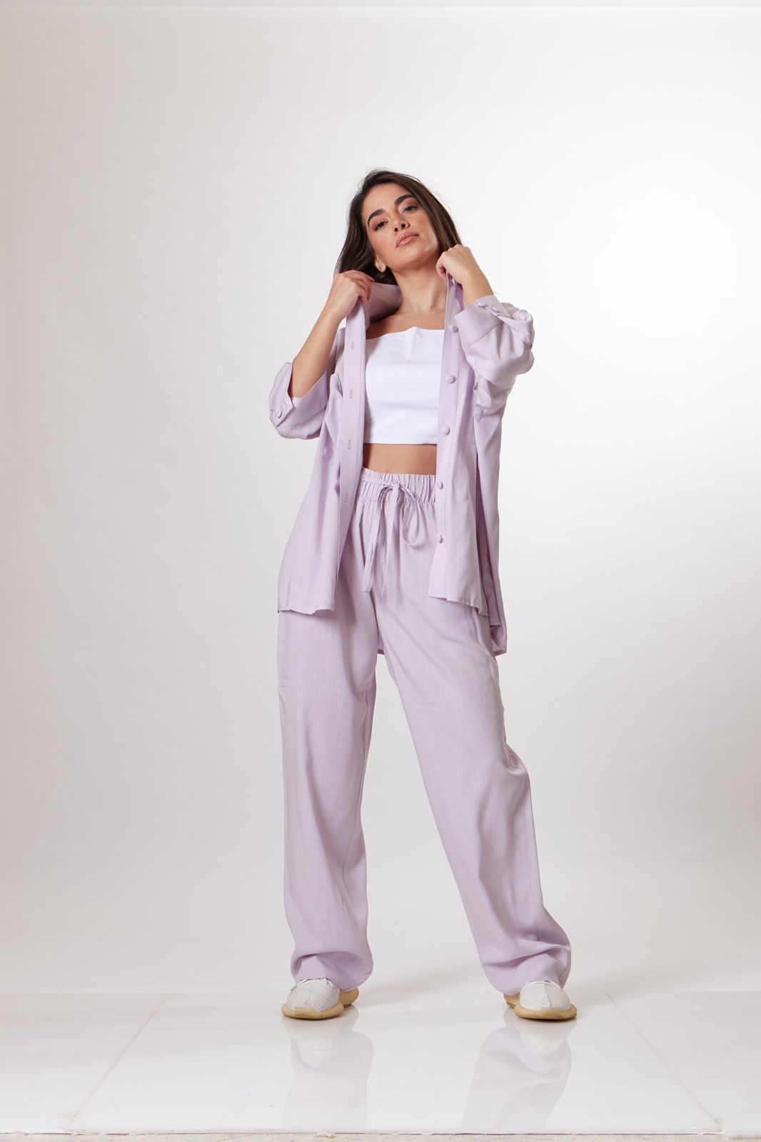 Bright lilac linen set