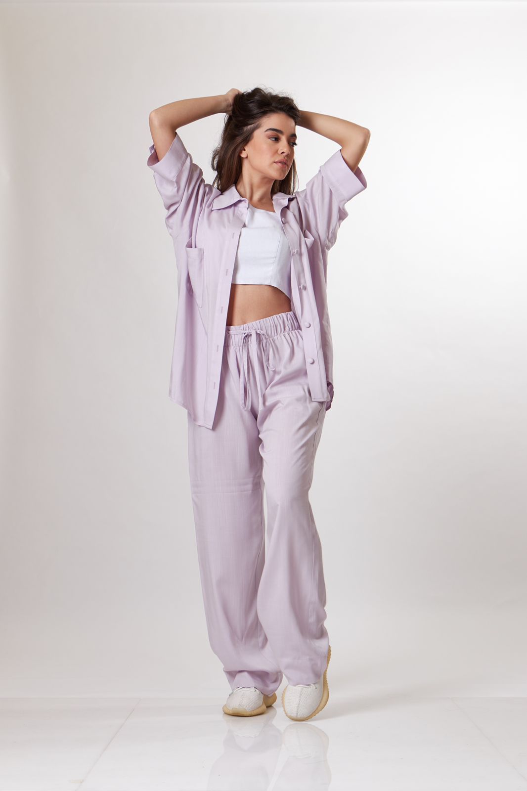 Bright lilac linen set