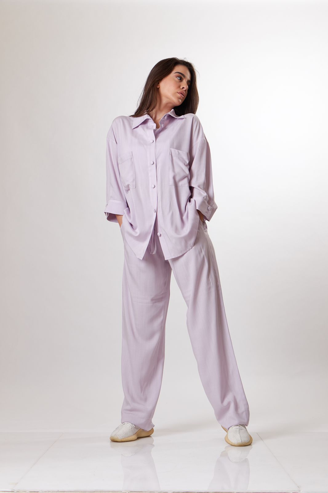 Bright lilac linen set
