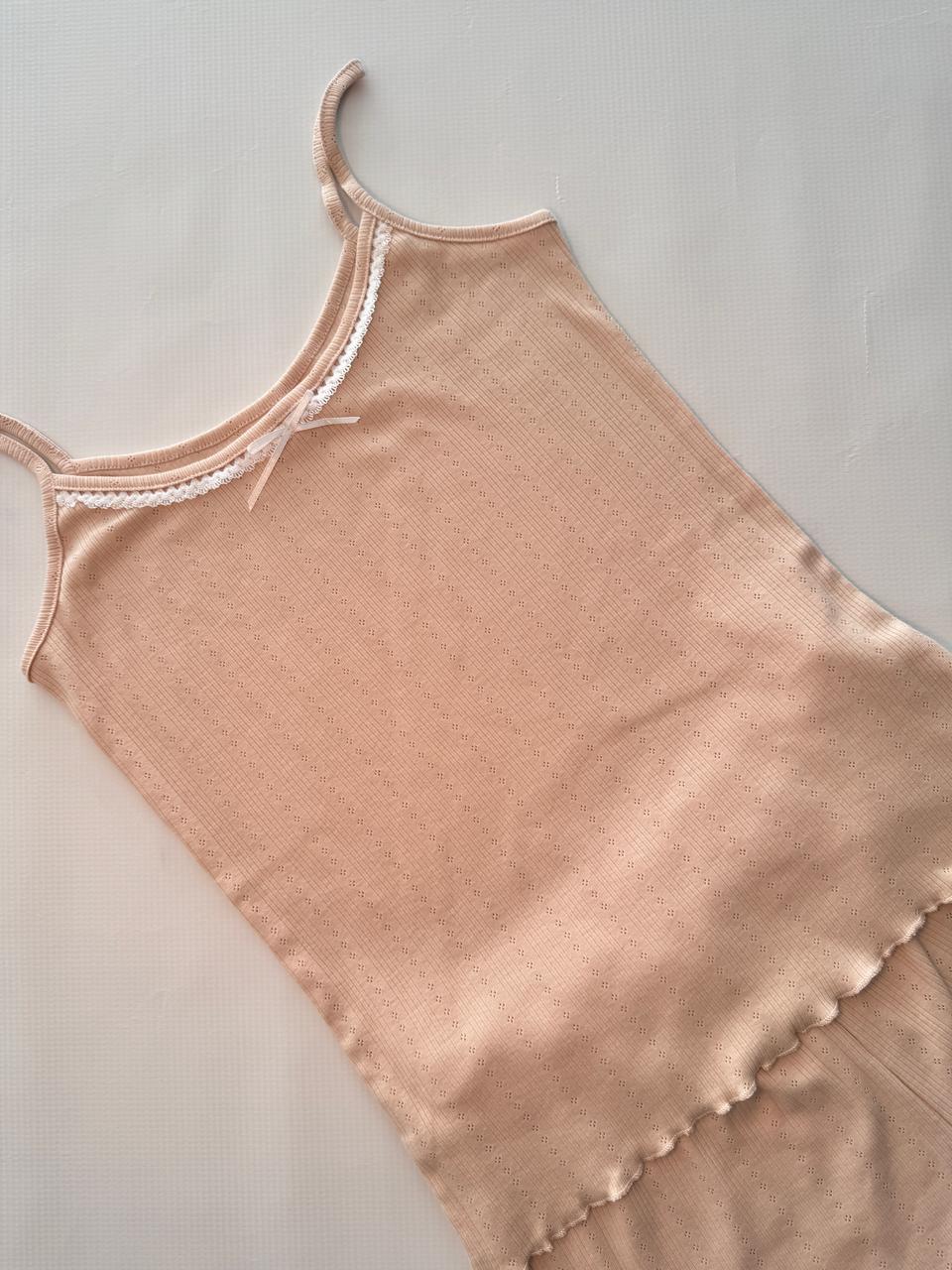 Beige breeze shorts pj set
