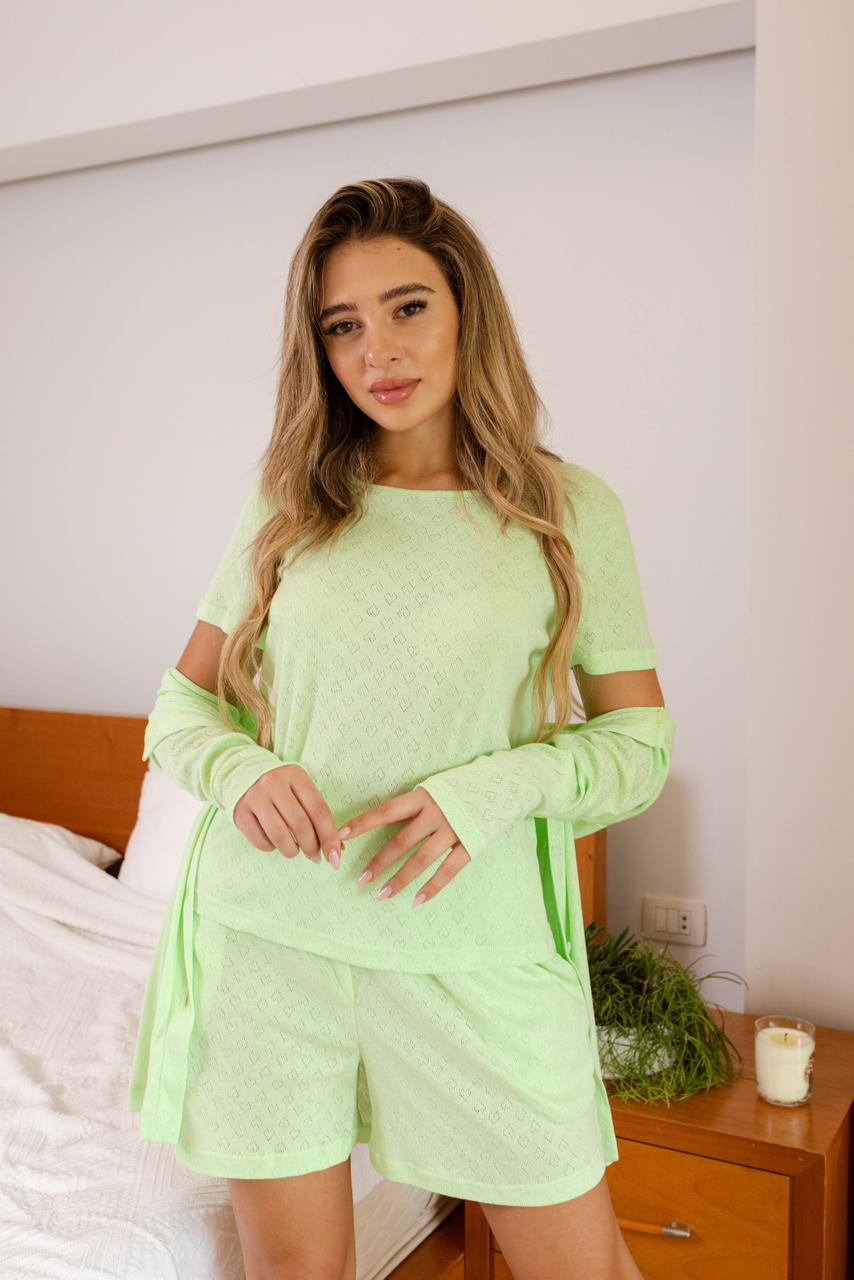 Lime green pajama set with shorts
