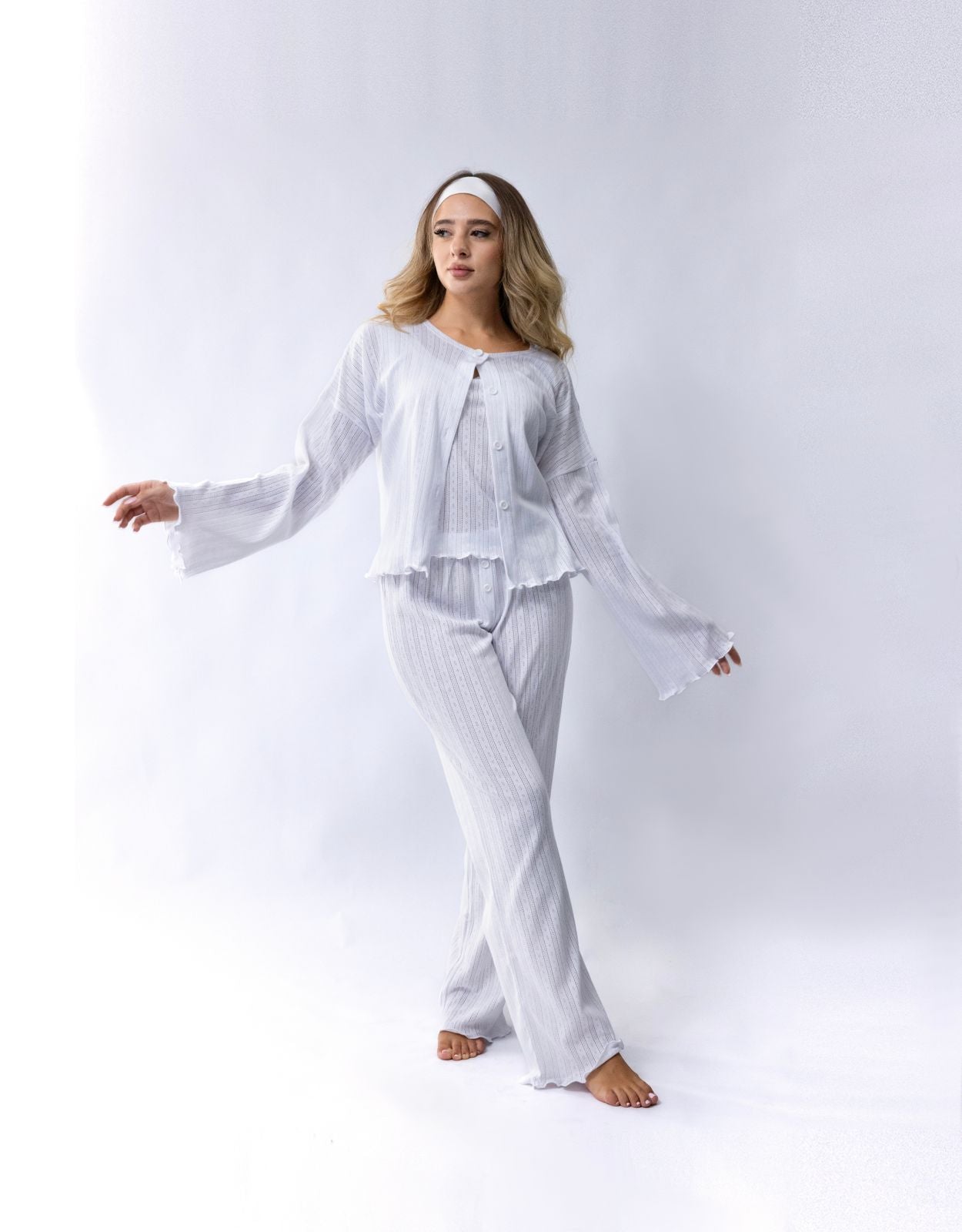 Milk color pajama set with pants