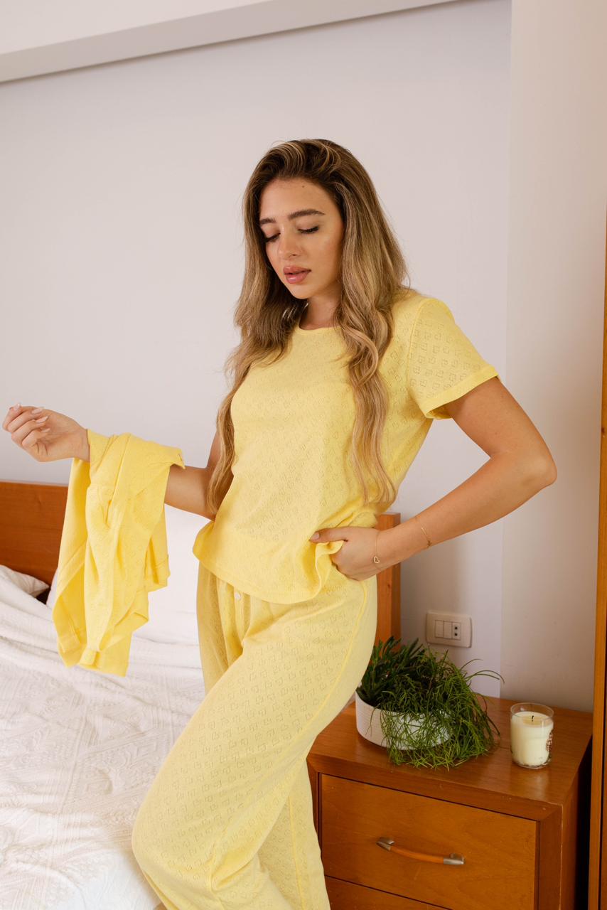 Yellow pajama set with pants