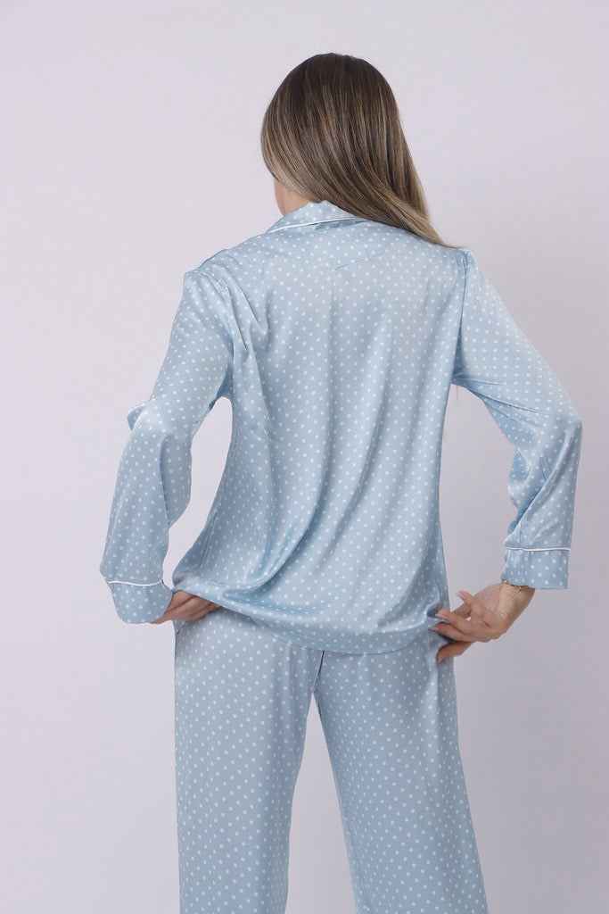 Baby blue polka dot pj set