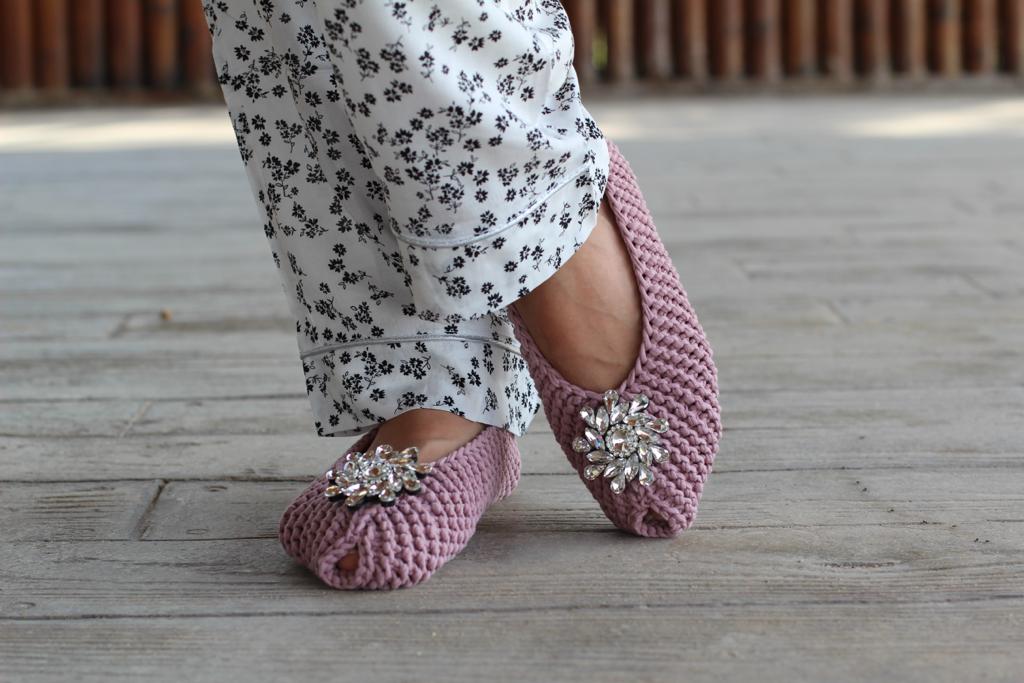 Blush pink crystal slippers