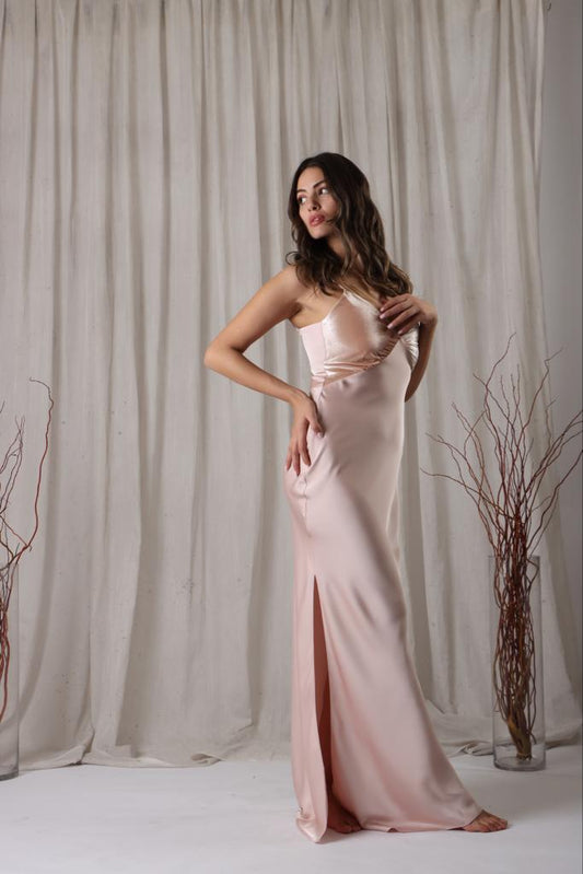 Dust pink silk dress