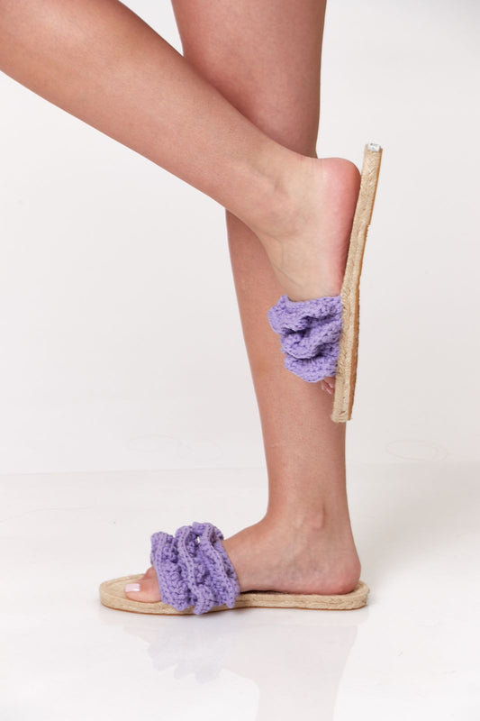 Lavender ruffle sandals