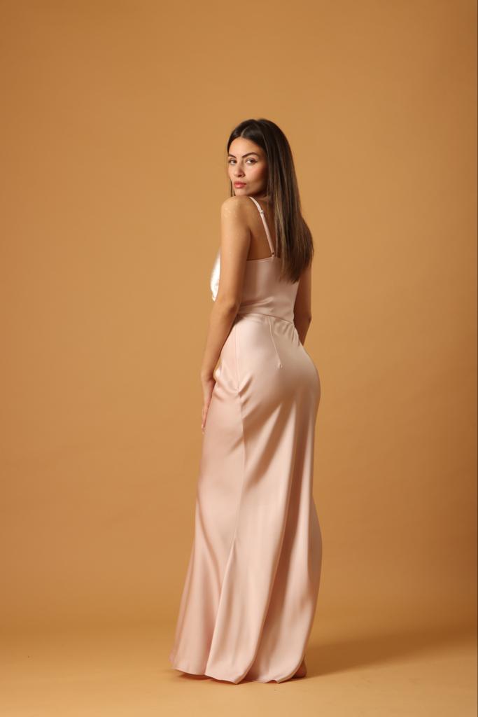 Dust pink silk dress